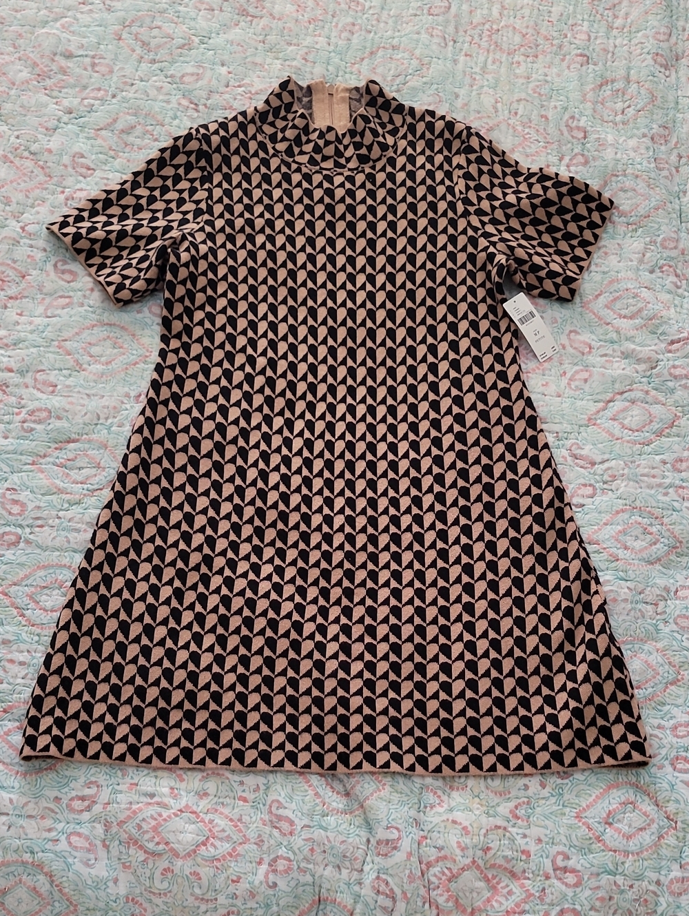 Anthropologie The Nina Short-Sleeve Mock-Neck Mini Dress Size Medium Petite NEW - Picture 3 of 10